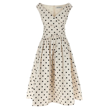 'Cream Polka Dot Cotton Midi' dress