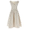 'Cream Polka Dot Cotton Midi' dress