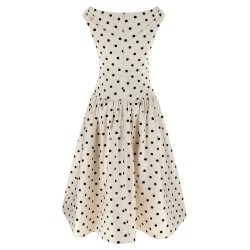 'Cream Polka Dot Cotton Midi' dress