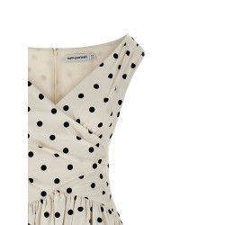 'Cream Polka Dot Cotton Midi' dress