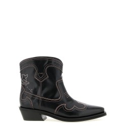 'Low Shaft Embroidered Western' ankle boots