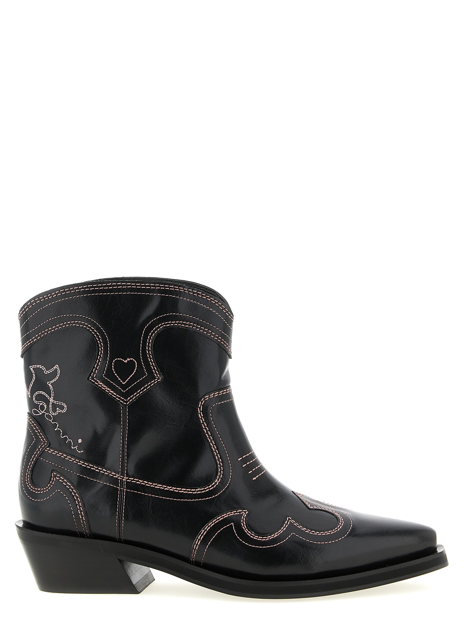 'Low Shaft Embroidered Western' ankle boots