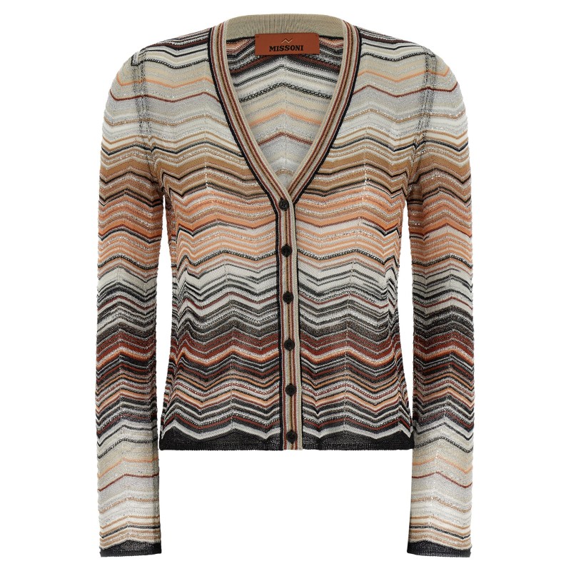 Chevron lamé cardigan