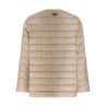 Leather strap down jacket