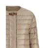 Leather strap down jacket