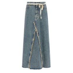 Raw hem denim skirt
