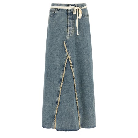 Raw hem denim skirt