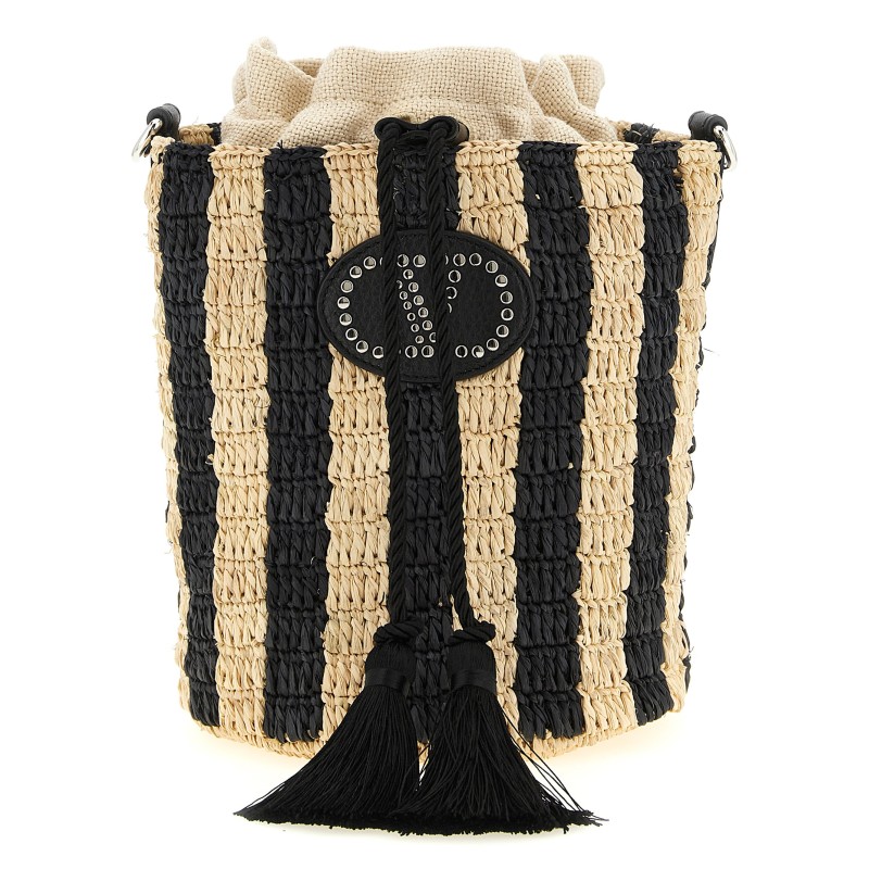 Valentino Garavani raffia small bucket bag