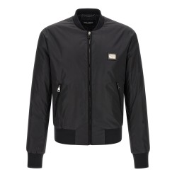 Logo plaque bomber jacket
