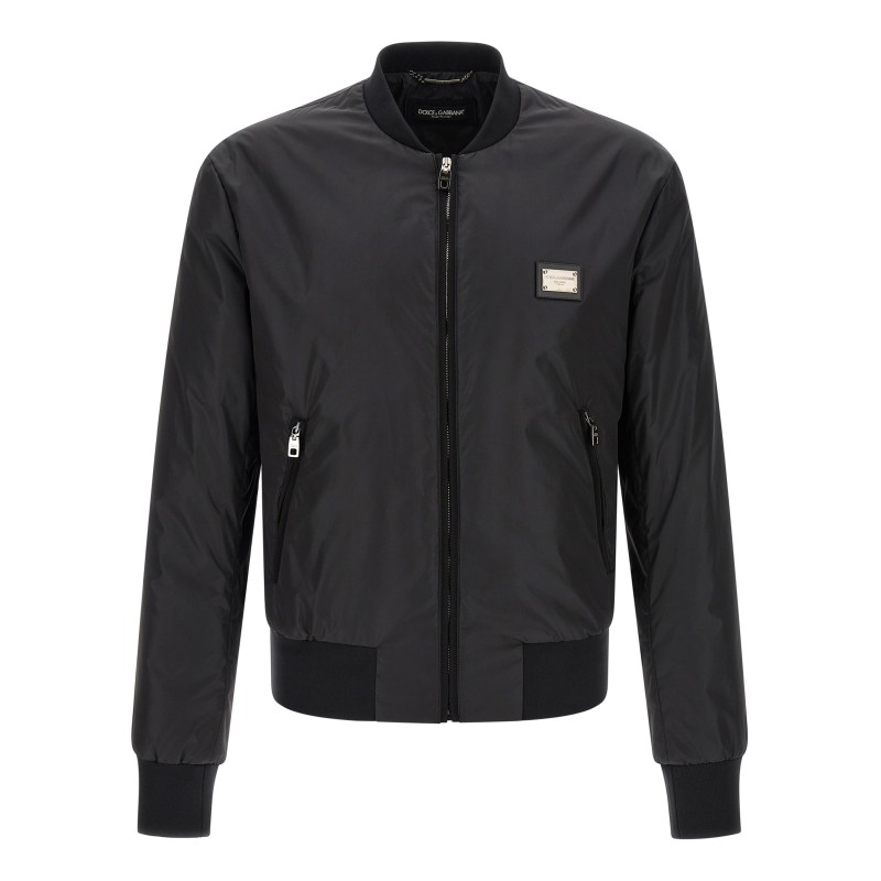 Logo plaque bomber jacket