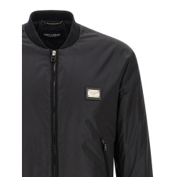 Logo plaque bomber jacket