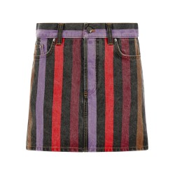 Striped denim skirt