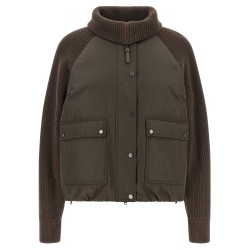 Knit insert down jacket