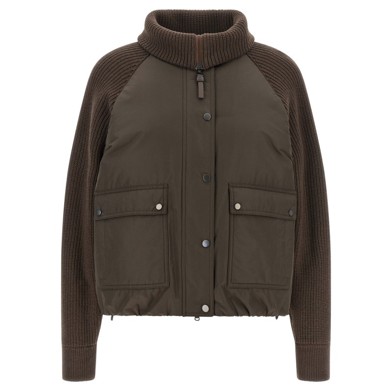 Knit insert down jacket