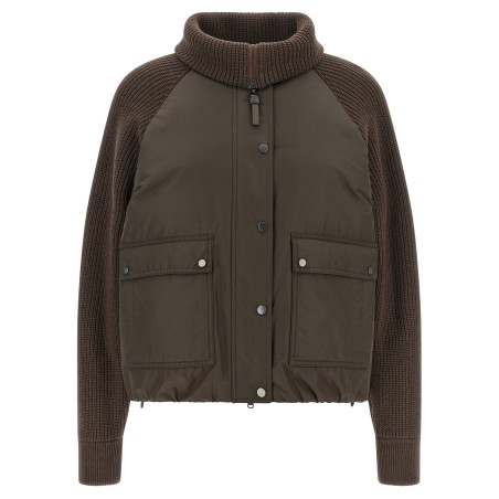 Knit insert down jacket