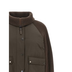 Knit insert down jacket