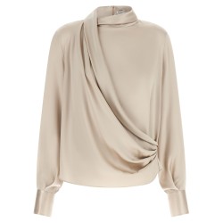 Asymmetric draped blouse