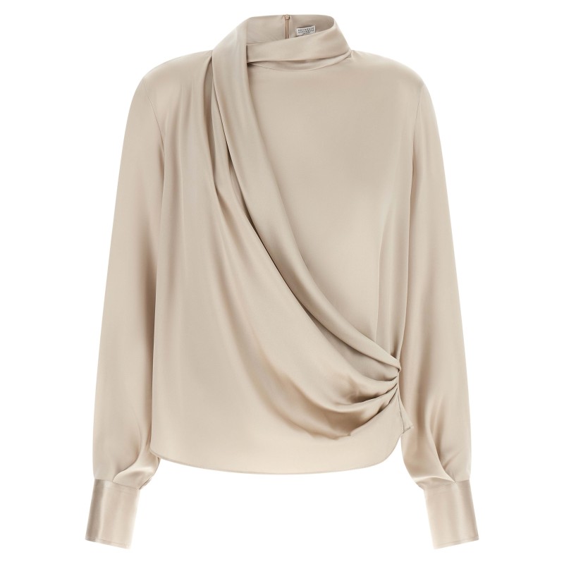 Asymmetric draped blouse