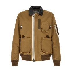 Leather collar blouson