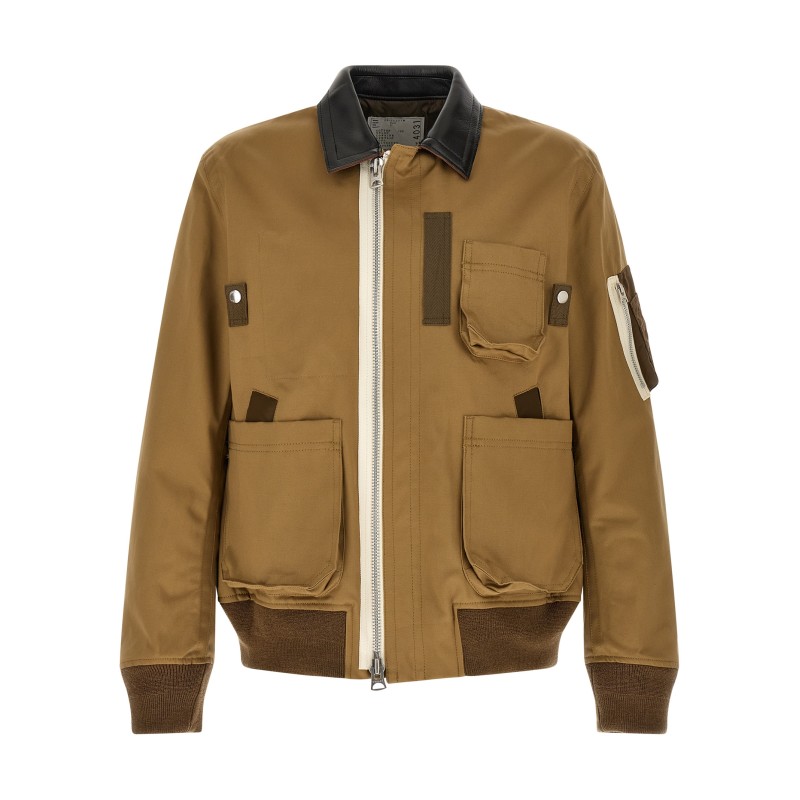 Leather collar blouson