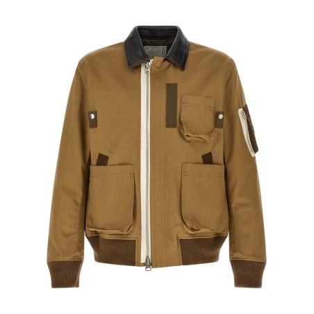 Leather collar blouson