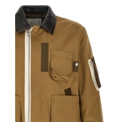Leather collar blouson