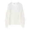 Puff-sleeve silk shirt