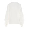 Puff-sleeve silk shirt