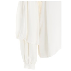 Puff-sleeve silk shirt