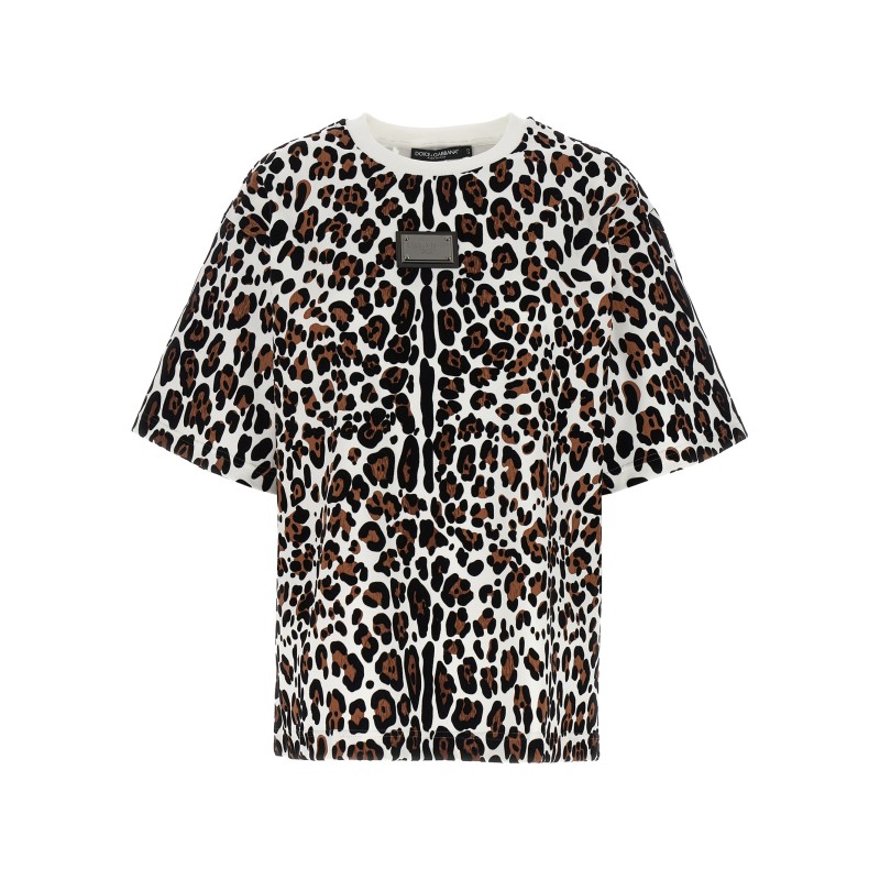 Animal print logo plaque T-shirt