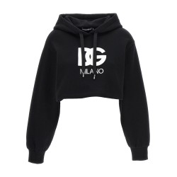 Logo embroidery cropped hoodie