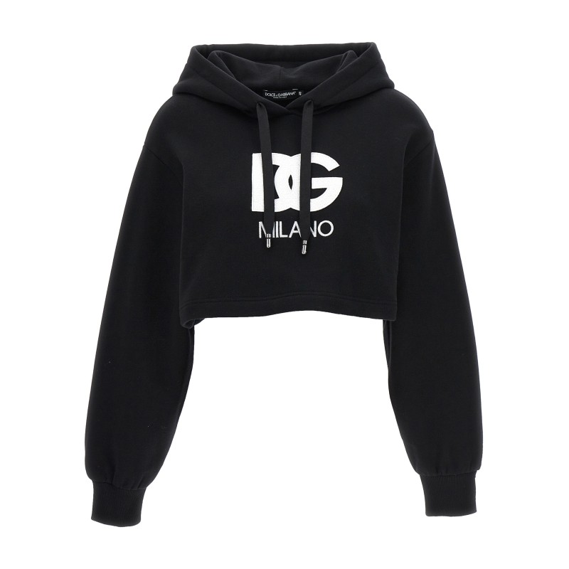 Logo embroidery cropped hoodie