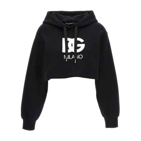 Logo embroidery cropped hoodie