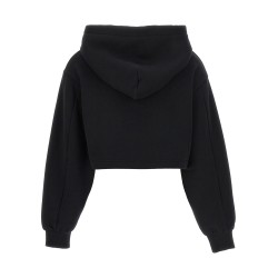 Logo embroidery cropped hoodie