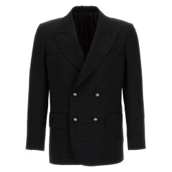 Check double-breasted blazer