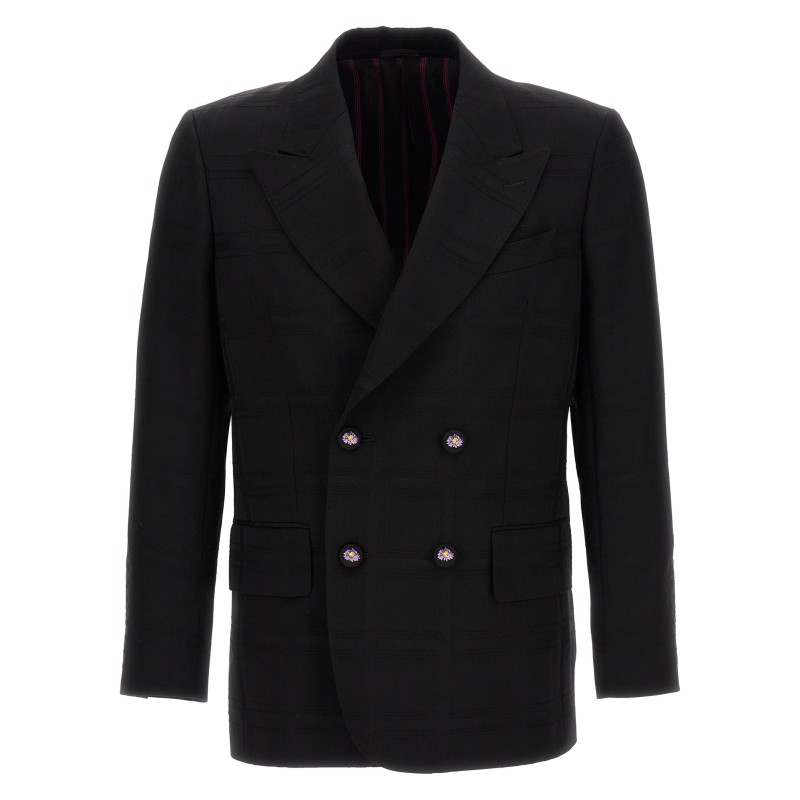 Check double-breasted blazer
