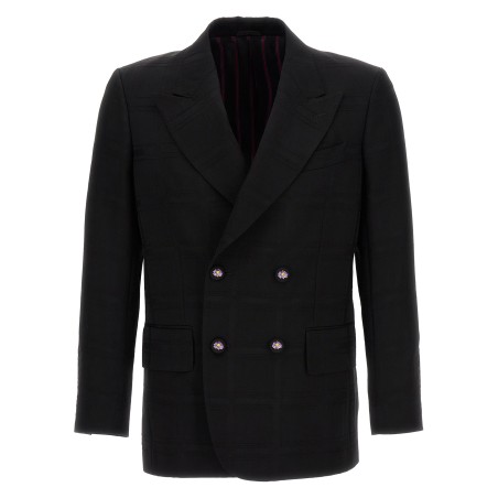Check double-breasted blazer