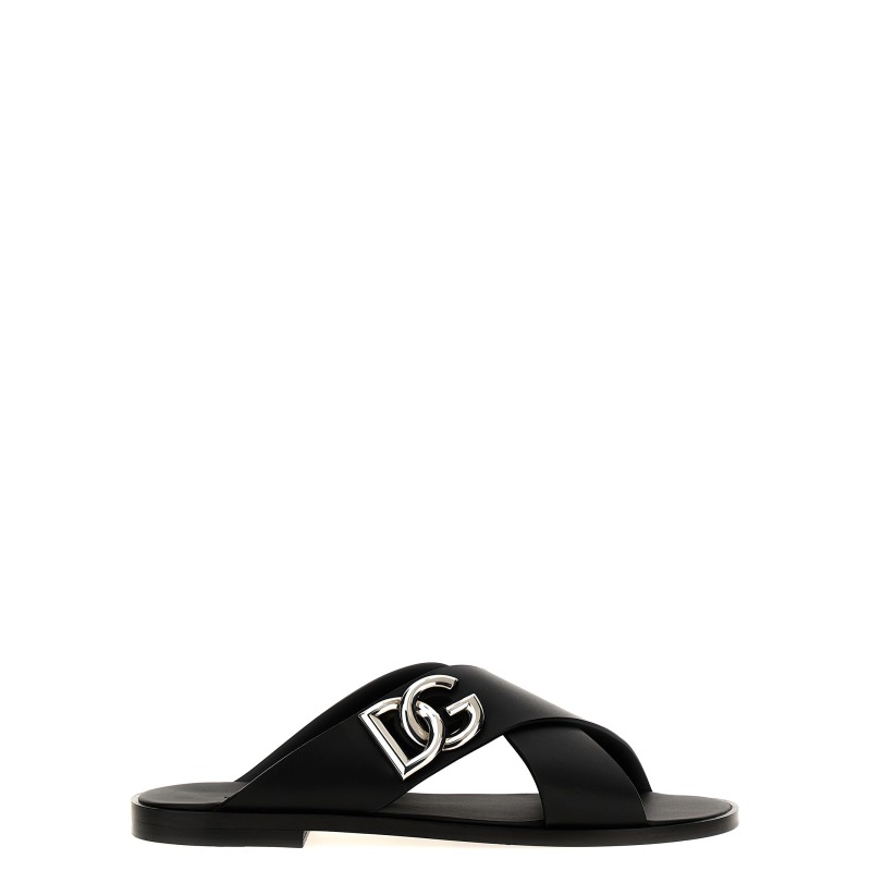 Logo leather sandals
