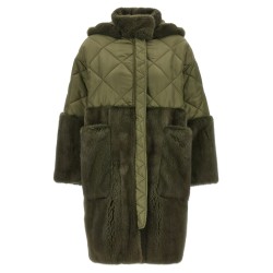 'Nylon Diamond-Visone' long down jacket