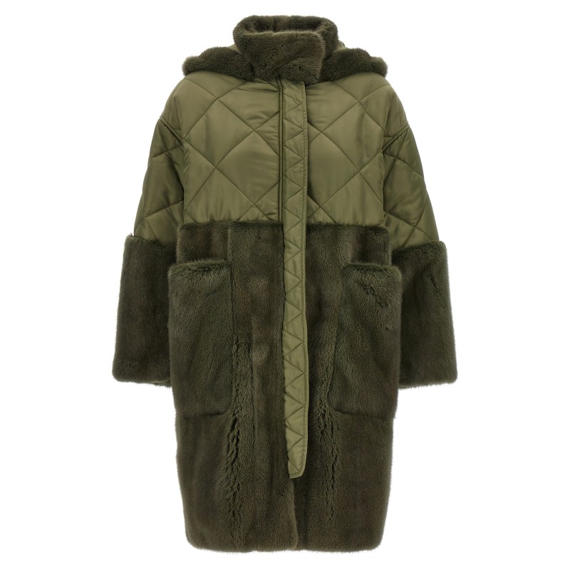 'Nylon Diamond-Visone' long down jacket