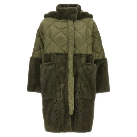 'Nylon Diamond-Visone' long down jacket