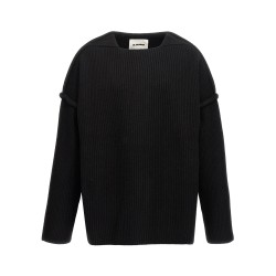 Geometric neckline sweater