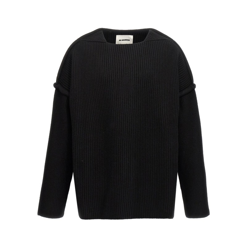 Geometric neckline sweater
