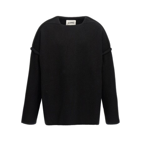 Geometric neckline sweater