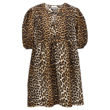 Leopard poplin dress
