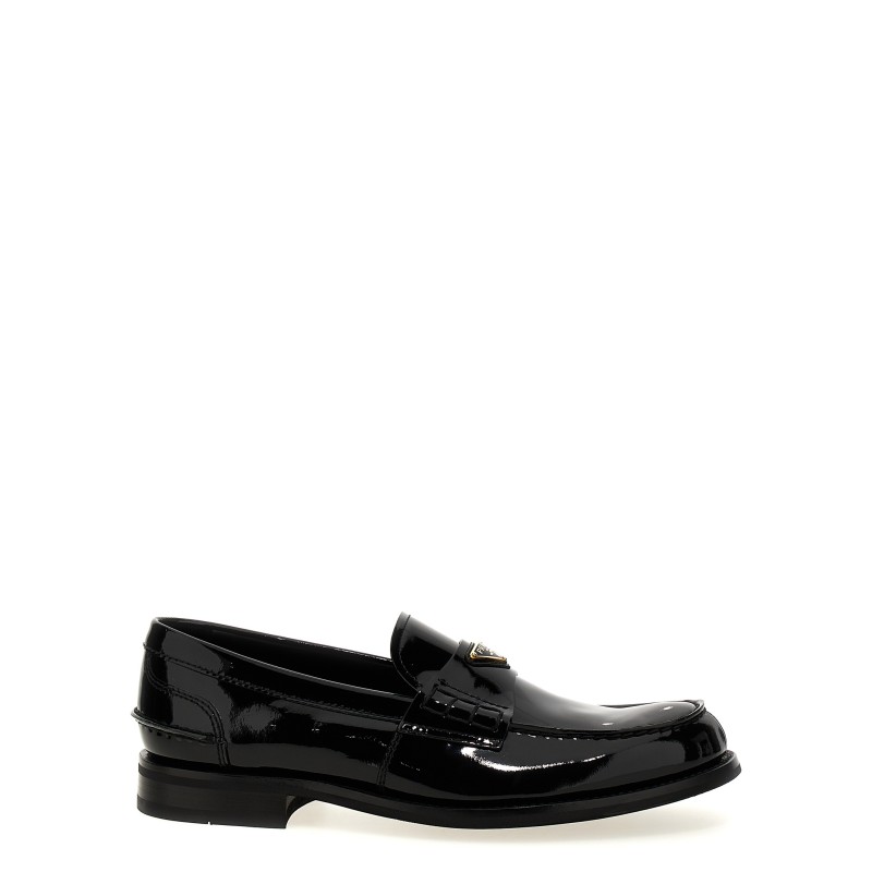 Logo patent leather loafer
