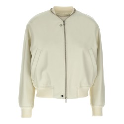 Leather bomber jacket