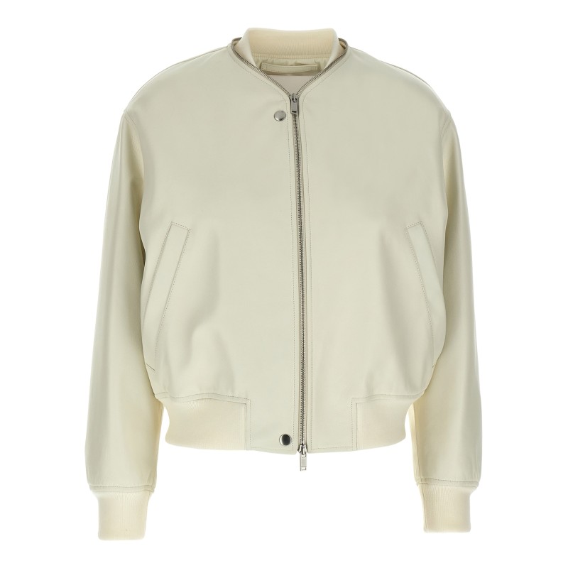 Leather bomber jacket