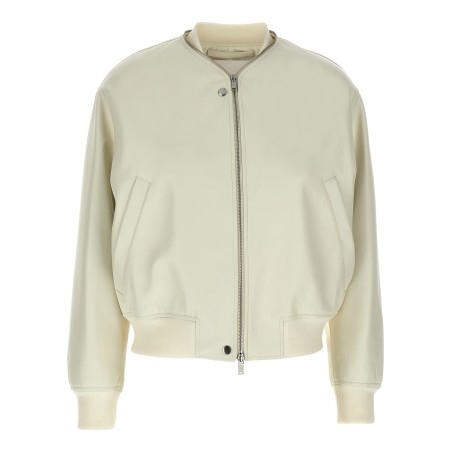 Leather bomber jacket