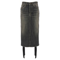 'Lace Up' denim skirt